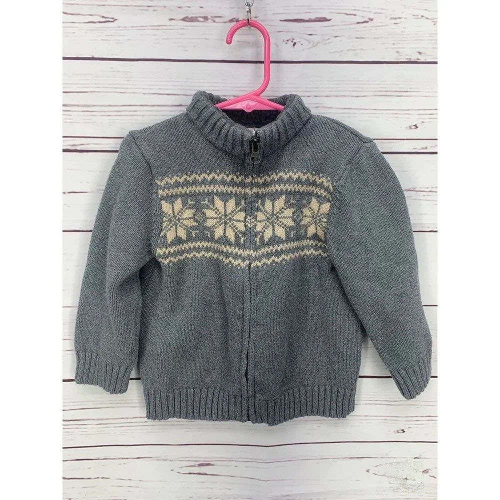 Gymboree Gray Snowflake Zippered Size‎ 2T Sweater